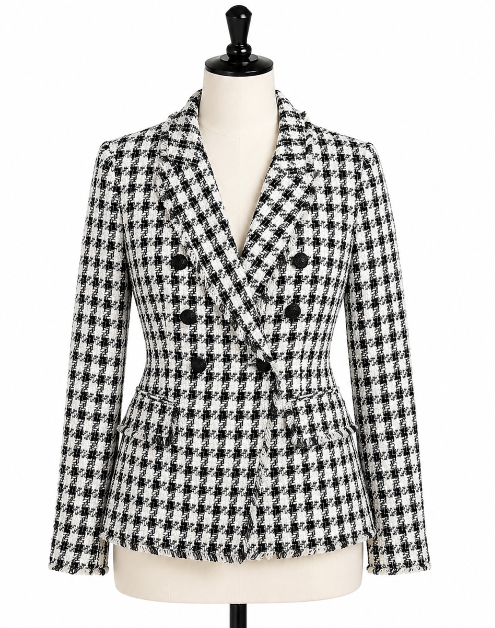 WHITE HOUSE BLACK MARKET WHBM HOUNDSTOOTH STUDIO DOUBLE BREASTED BLAZER JACKET 6